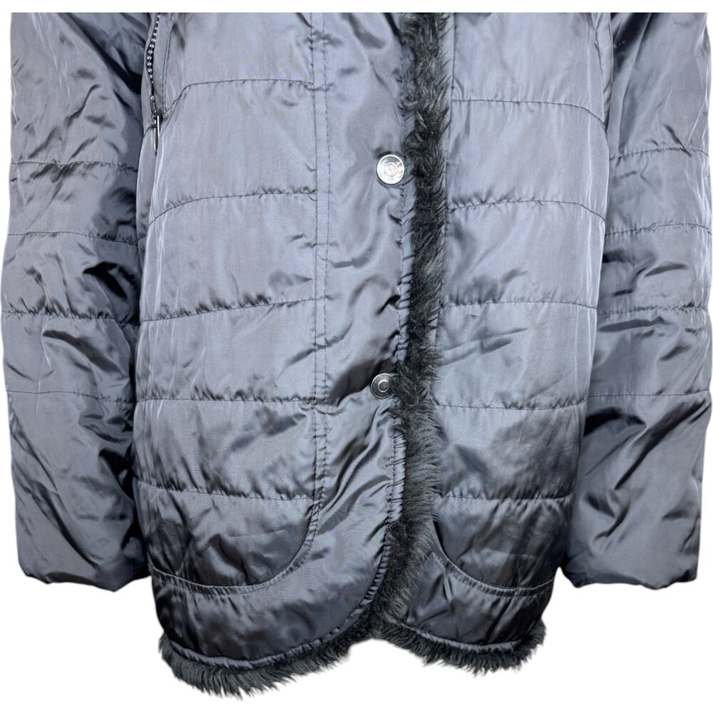 Dollhouse OuterWear Womens Black Puffer Jacket with Faux Fur Outdoors Winter - Picture 6 of 15